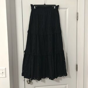 Tuckernuck Black Ruffled Midi Skirt, Size S